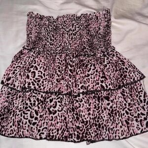 Pink Leopard Print Women's Skirt